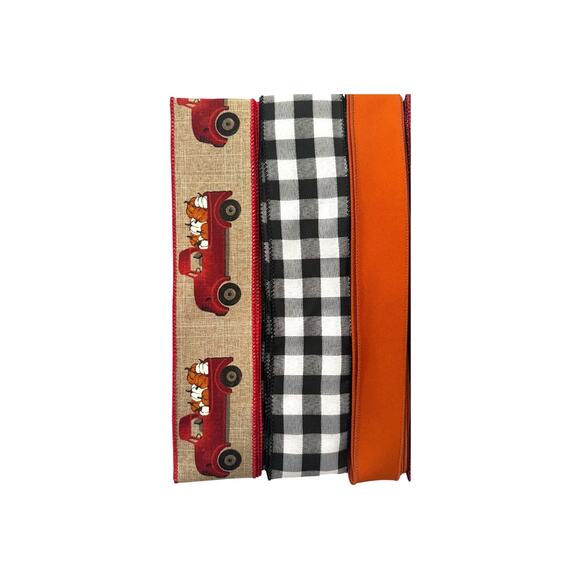 Red Truck Pumpkin Welcome Fall Sign Ribbons Bundle Set, DIY Wreath Supply Kit - Picture 4 of 5